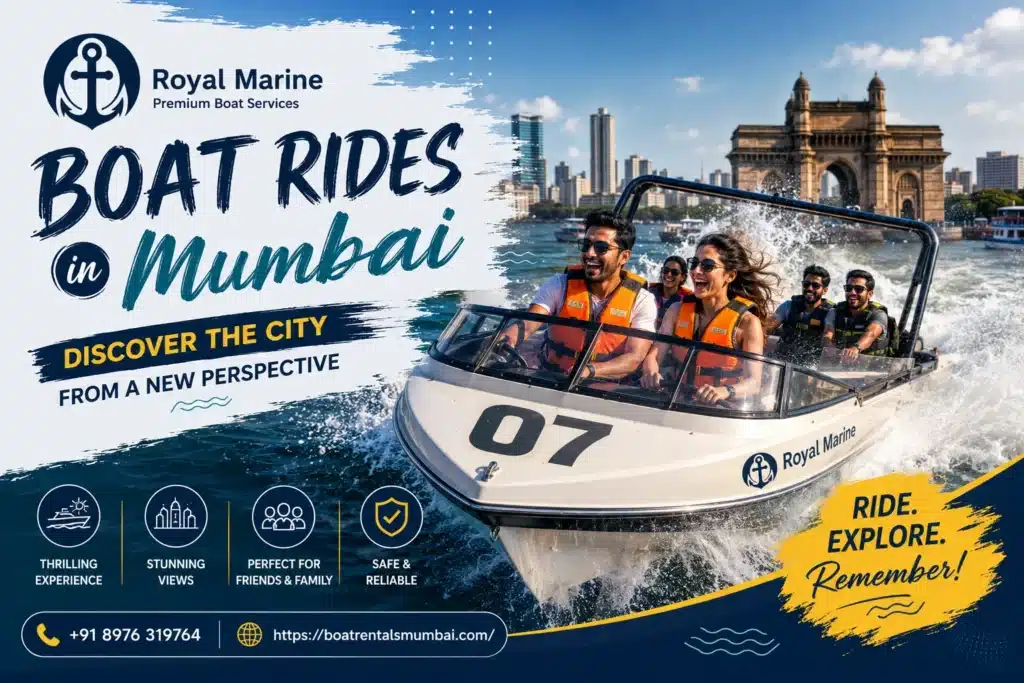 Boat rides in Mumbai offering scenic sea views, relaxing cruises, and memorable waterfront experiences